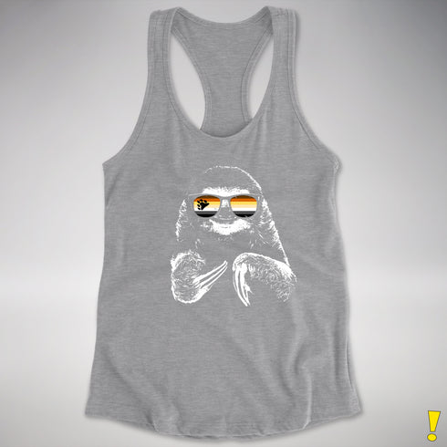 Pride Sloth Bear Pride Flag Sunglasses Women's Racerback Tank - Heather Grey